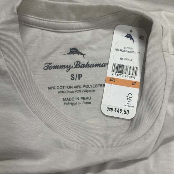 Tommy Bahama Two Second Workout T-Shirt Men’s Small Oatmeal Short Sleeve Tee - Picture 4 of 6